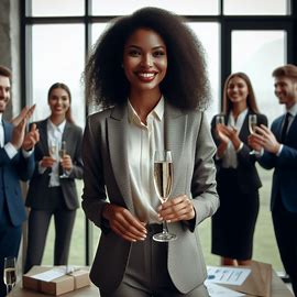 Abogados celebrando el éxito de una abogada. Entrada blog Cómo evaluar tu cartera de clientes